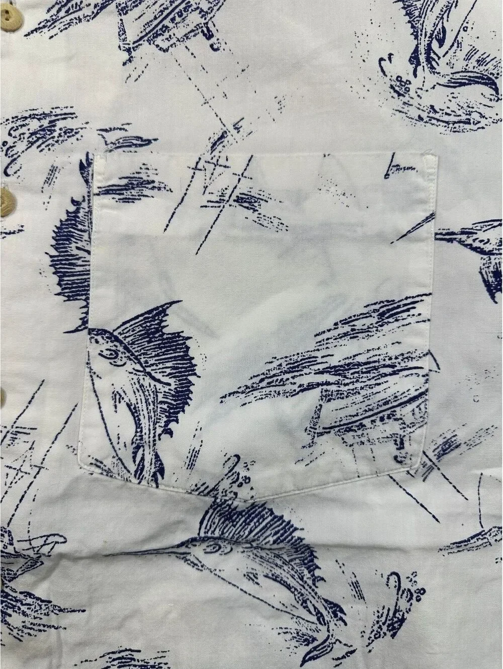 Vintage 80s Banana Republic Safari & Travel marlin button up shirt fish fishing